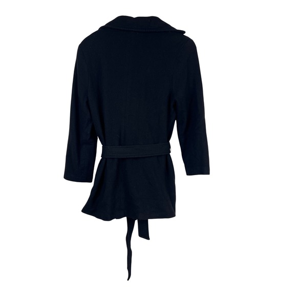 Banana Republic Black Wool Blend Belted Wrap Coat Jacket Size M - Picture 7 of 7